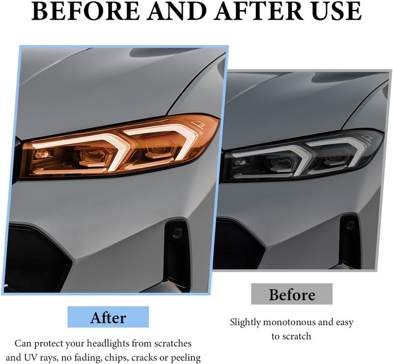 MUQIDA Headlight Vinyl Film Sticker Sheet Roll, 47.2"×11.8" Self-Adhesive Tint Vinyl Film for Car Tail Lights Fog Lights, Air-Release Headlight Tint Wrap Film with Squeegee & Cutter (Orange) - Image 5